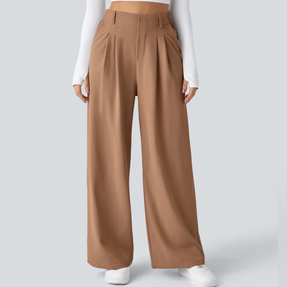 Women's Halara Flex Work Tan Wide-Leg Pants X-Large